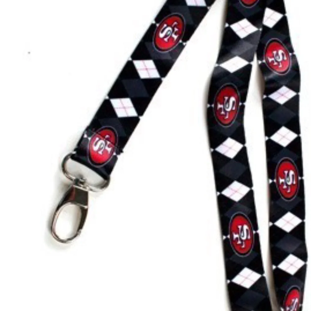 NFL San Francisco 49ers Argyle Lanyard Key Badge ID Holder New
